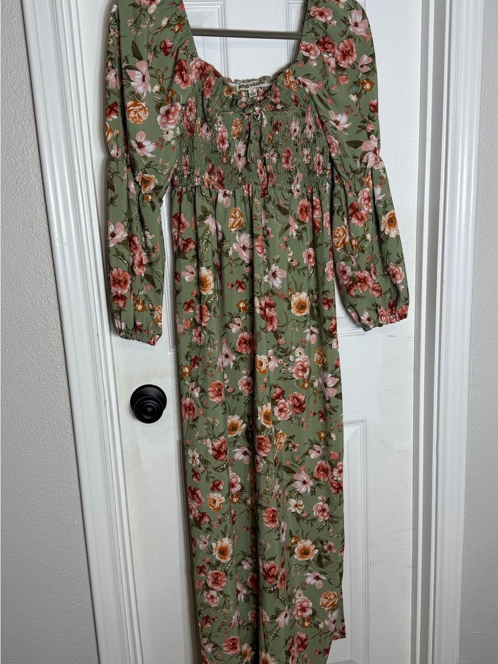Inspired Hearts Olive Green Floral Maxi Dress
